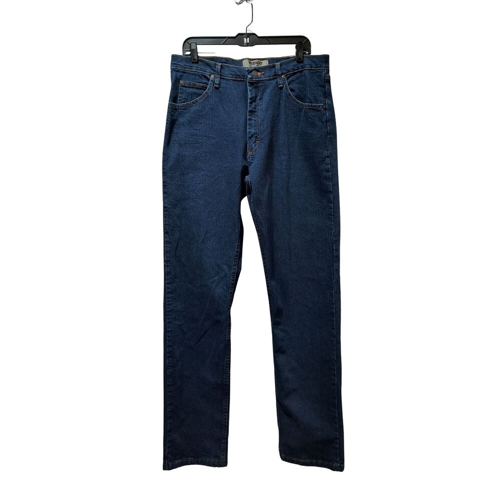 Wrangler Authentics Jeans Men's 34x36 Straight Blue Stretch Denim ZM100ID